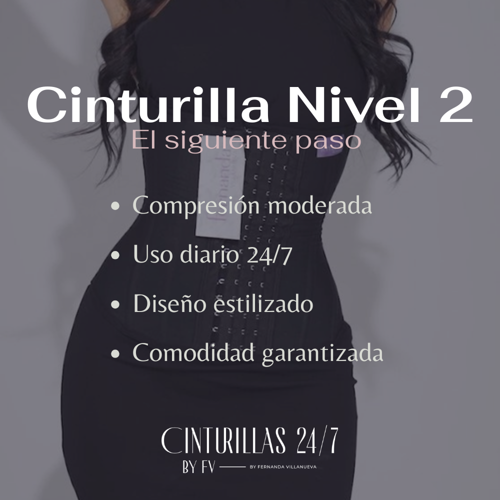 Cinturilla Colombiana Premium Nivel 2 de Fernanda Villanueva, compresión moderada con diseño estilizado para uso diario