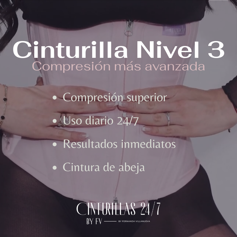 Cinturilla Colombiana Premium Nivel 3 de Fernanda Villanueva, compresión superior para cintura de abeja con resultados inmediatos