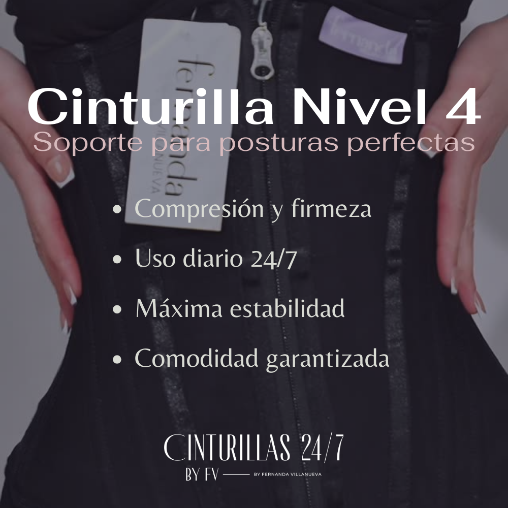 Cinturilla Colombiana Premium Nivel 4 de Fernanda Villanueva, máxima compresión y firmeza para soporte postural 24/7